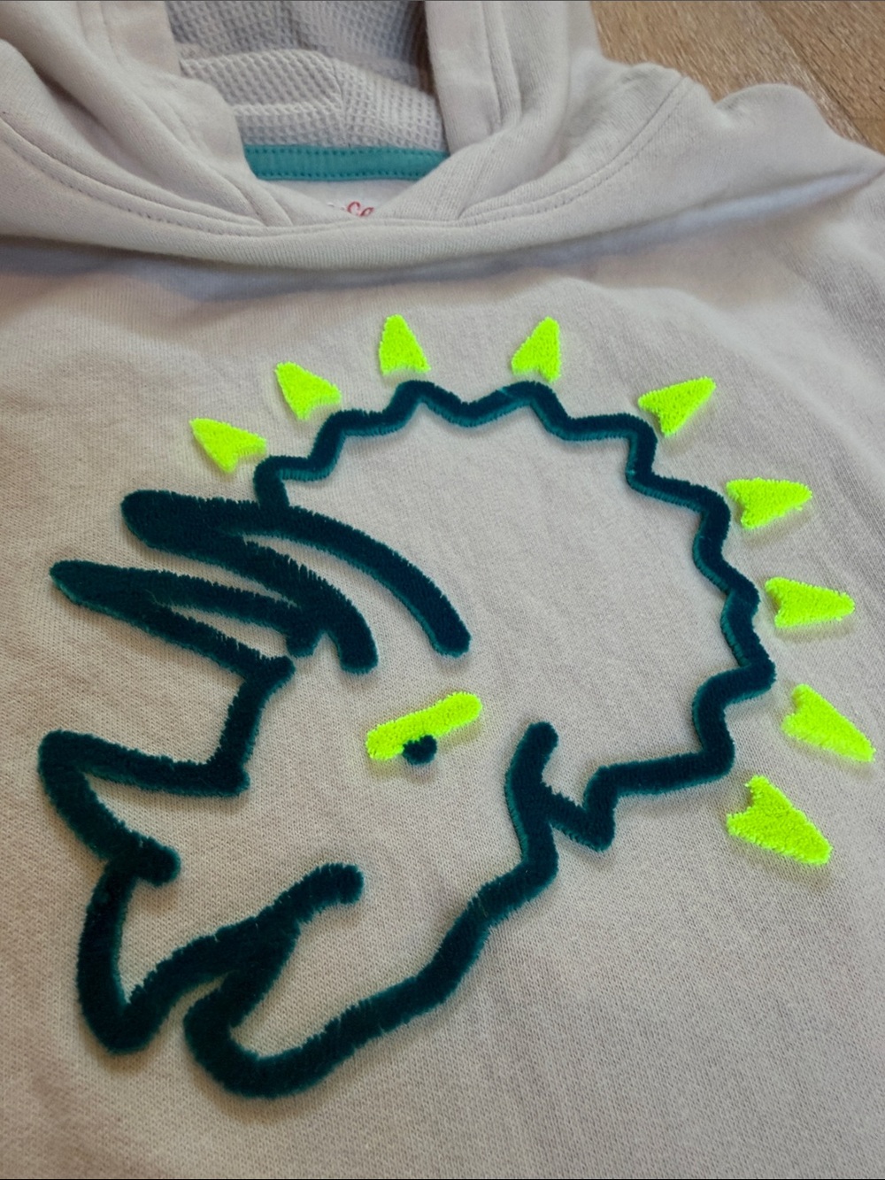 Cat & Jack Cream Pullover Hoodie with Neon Triceratops Accent - Kids